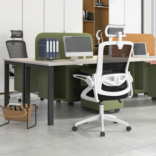 Ergonomic Office Chair with Adjustable Lumbar Support-White