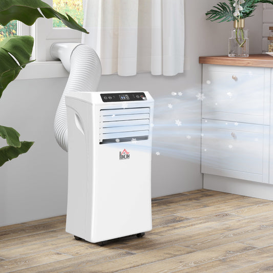HOMCOM 9000 BTU Air Conditioning Unit, 3-in-1 Portable Air Conditioner, Dehumidifier, Cooling Fan with Remote Control, Digital Display, 2 Speeds, 24H Timer, Window Venting Kit, 28m²