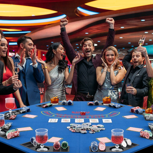 120CM 8-Player Foldable Poker Table Top with Carrying Bag-Blue