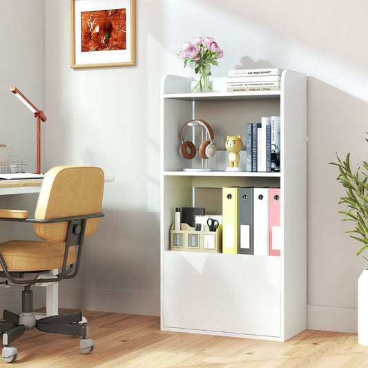 Freestanding Bookshelf with 3-Tier Open Shelf and Drawer-White
