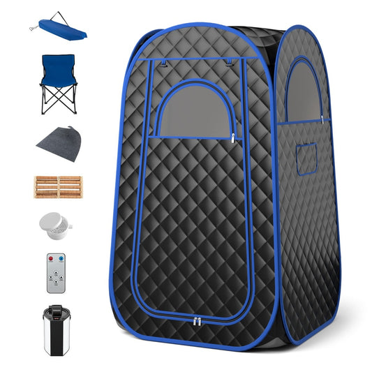 Full Body Steam Sauna Tent with 3L Steam Generator for Single Person-Black