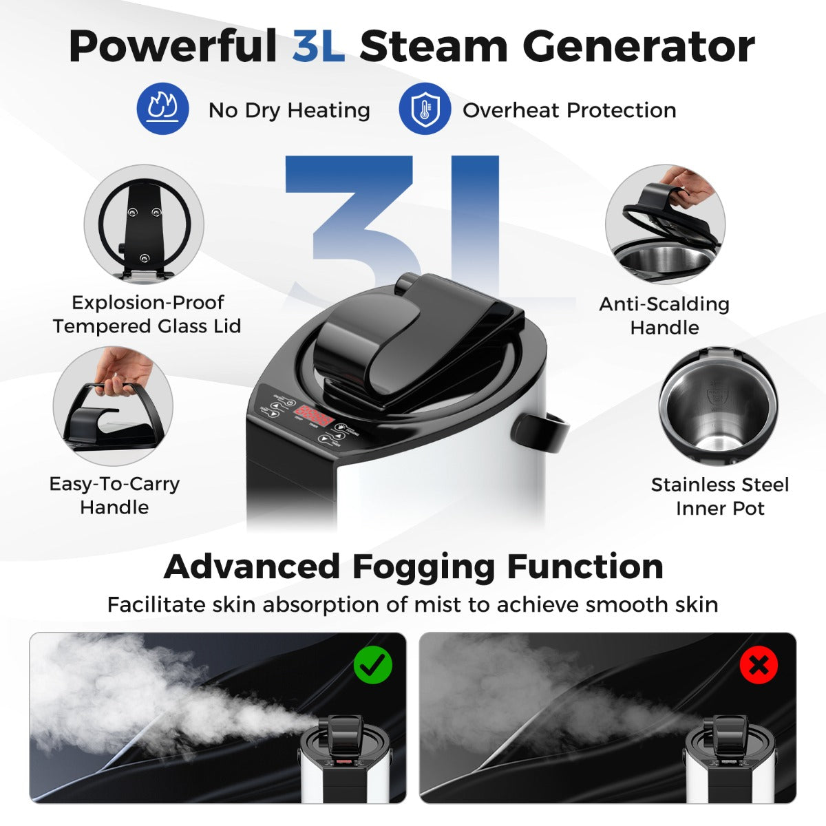 Portable Steam Sauna for Home with 3L Steam Generator-Grey