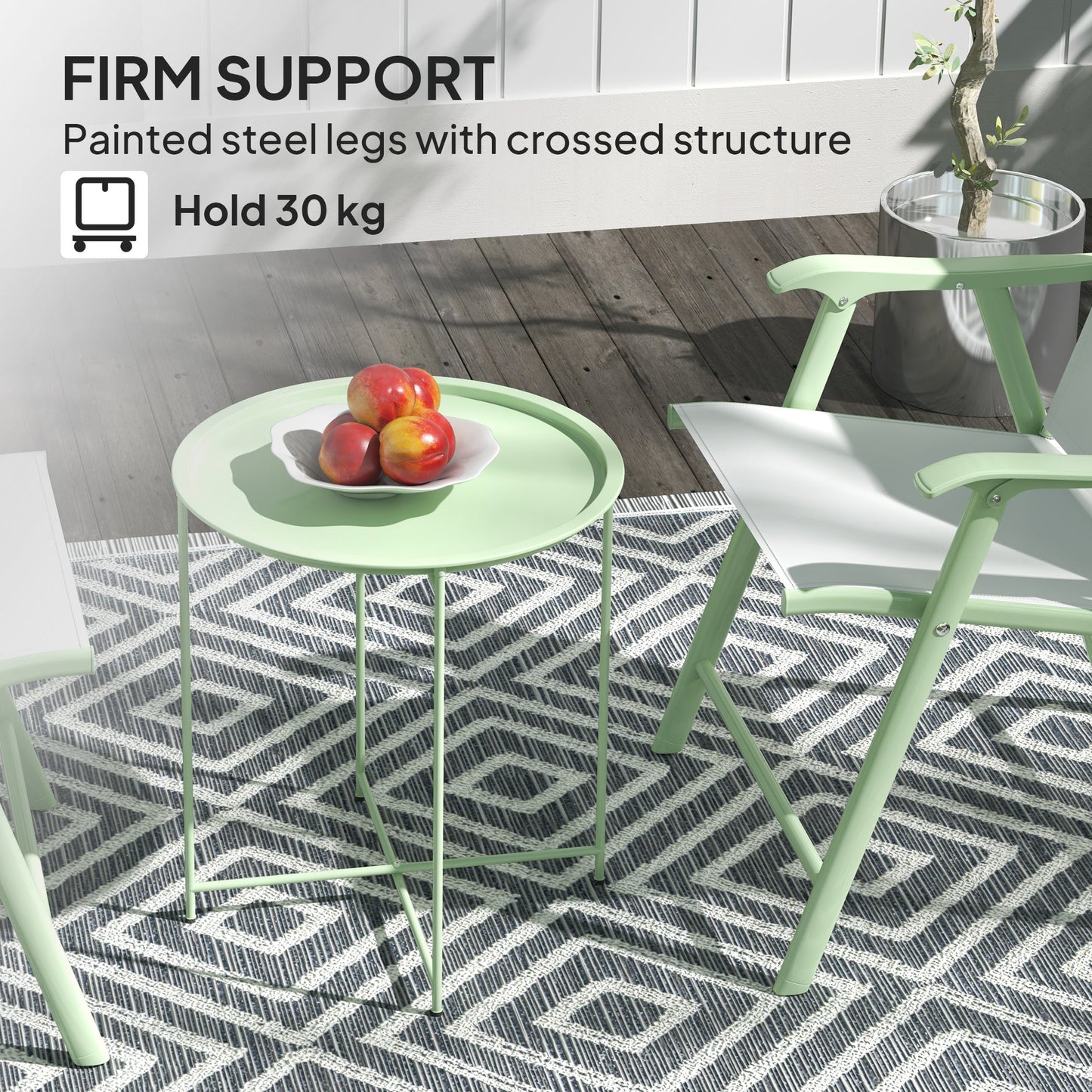 Outsunny Steel Removable Tray Top Garden Table - Green