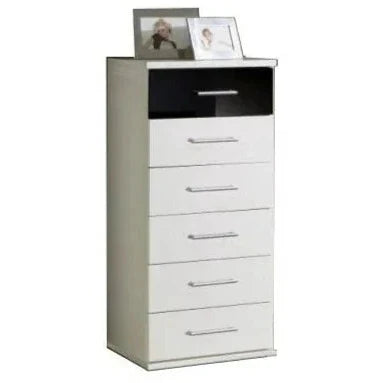 White Chest of Drawers LINE Tallboy Medium Chest, 6 Drawers