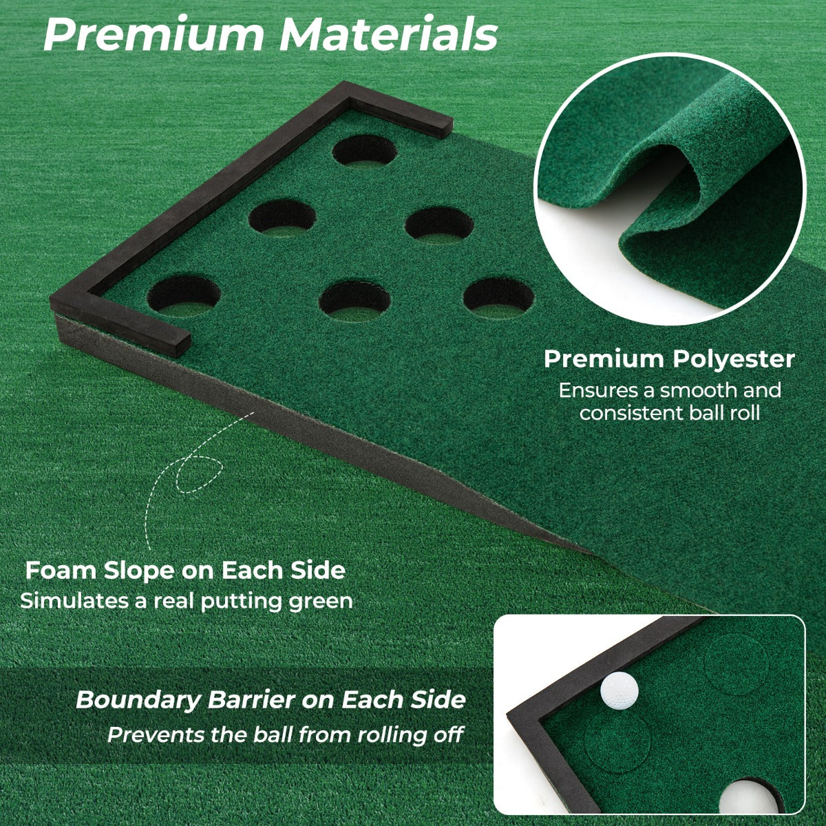 11 FT Indoor Outdoor Putting Green Mat with 2 Adjustable Putters