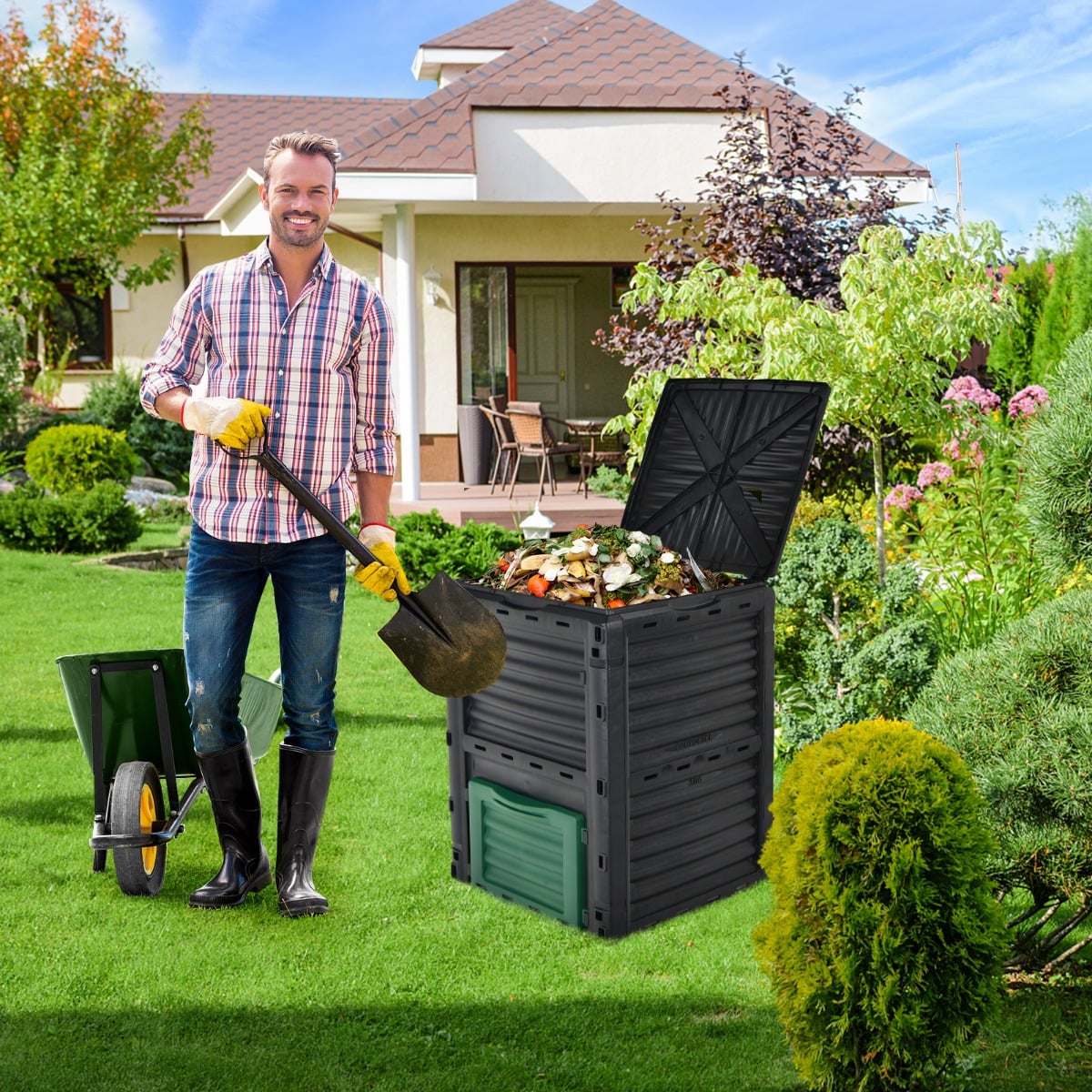 300 Litre Garden Compost Bin-Green