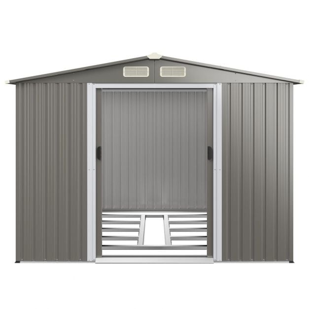 Outdoor Storage Shed with Foundation for Garden Yard-Light Grey