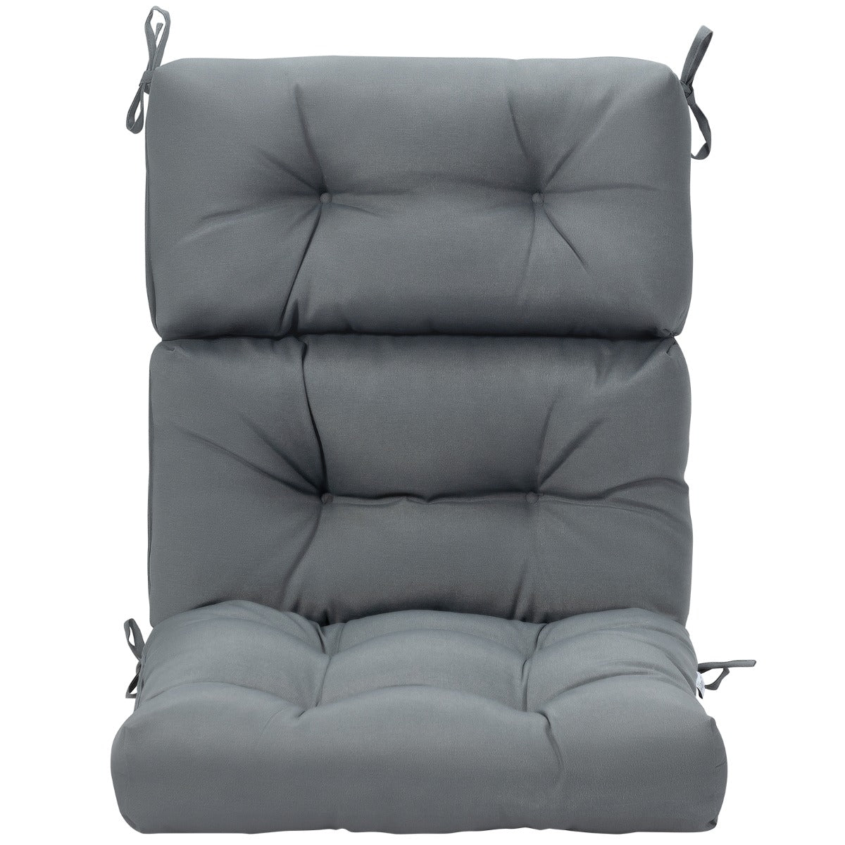 High Back Chair Cushion Patio Chair Seat Pads with Non-slip Rope Belts-Grey