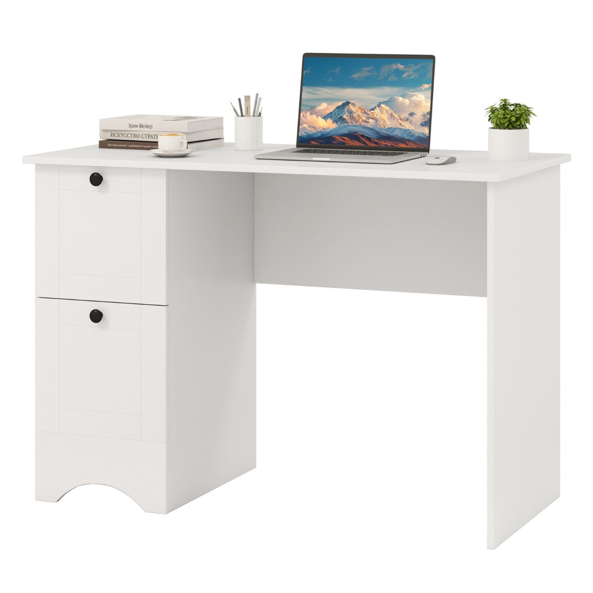 Home Office Writing Desk with 2 Drawers-White