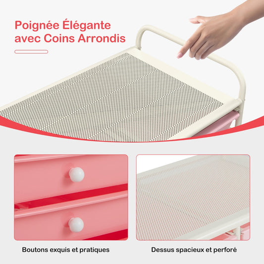 15-Drawer Utility Rolling Organizer Cart Multi-Use Storage-Pink