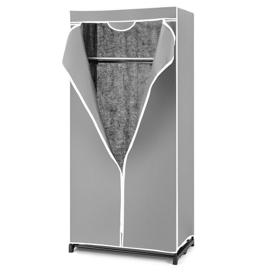 Double Canvas Wardrobe with Dust-proof Cover-Grey
