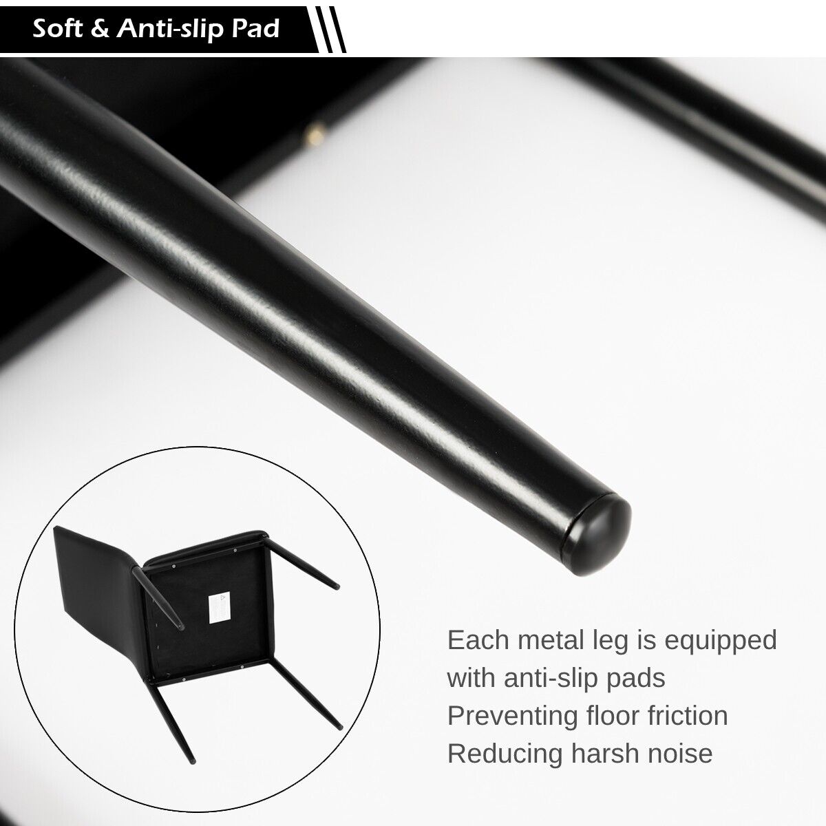 Set of 6 High Back Dining Chairs with Metal Legs and Foot Pads