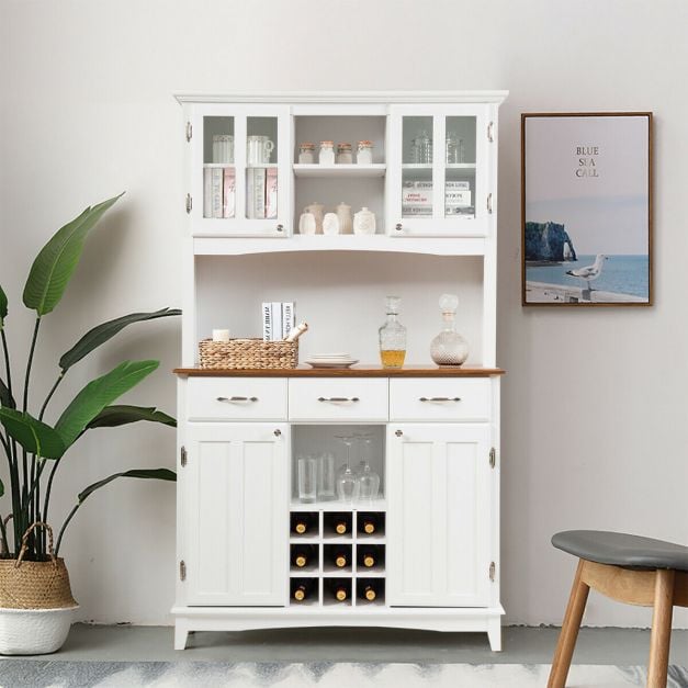 Kitchen Cupboard with Adjustable Shelves and Drawers-White