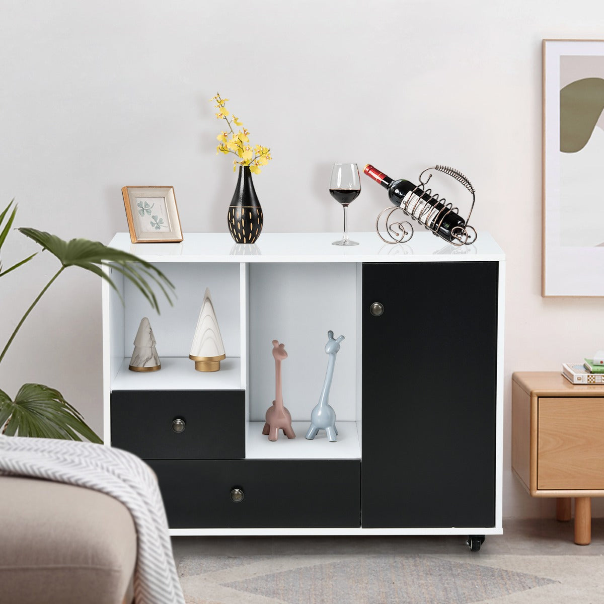 2-Drawer Rolling File Cabinet with Adjustable Inner Shelf for Home and Office
