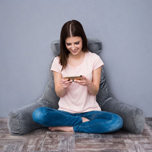 Reading Pillow TV Bed Rest Memory Foam with Arms Rests Neck Roll Back Support