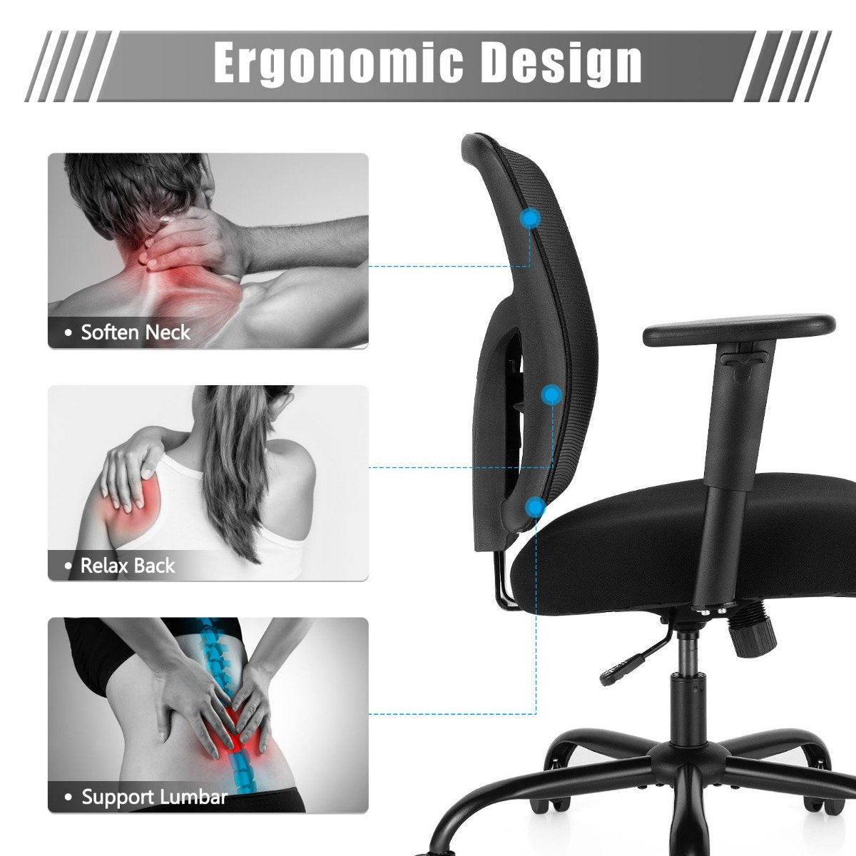 Ergonomic Executive Chair with Height Adjustable Computer Task Chair