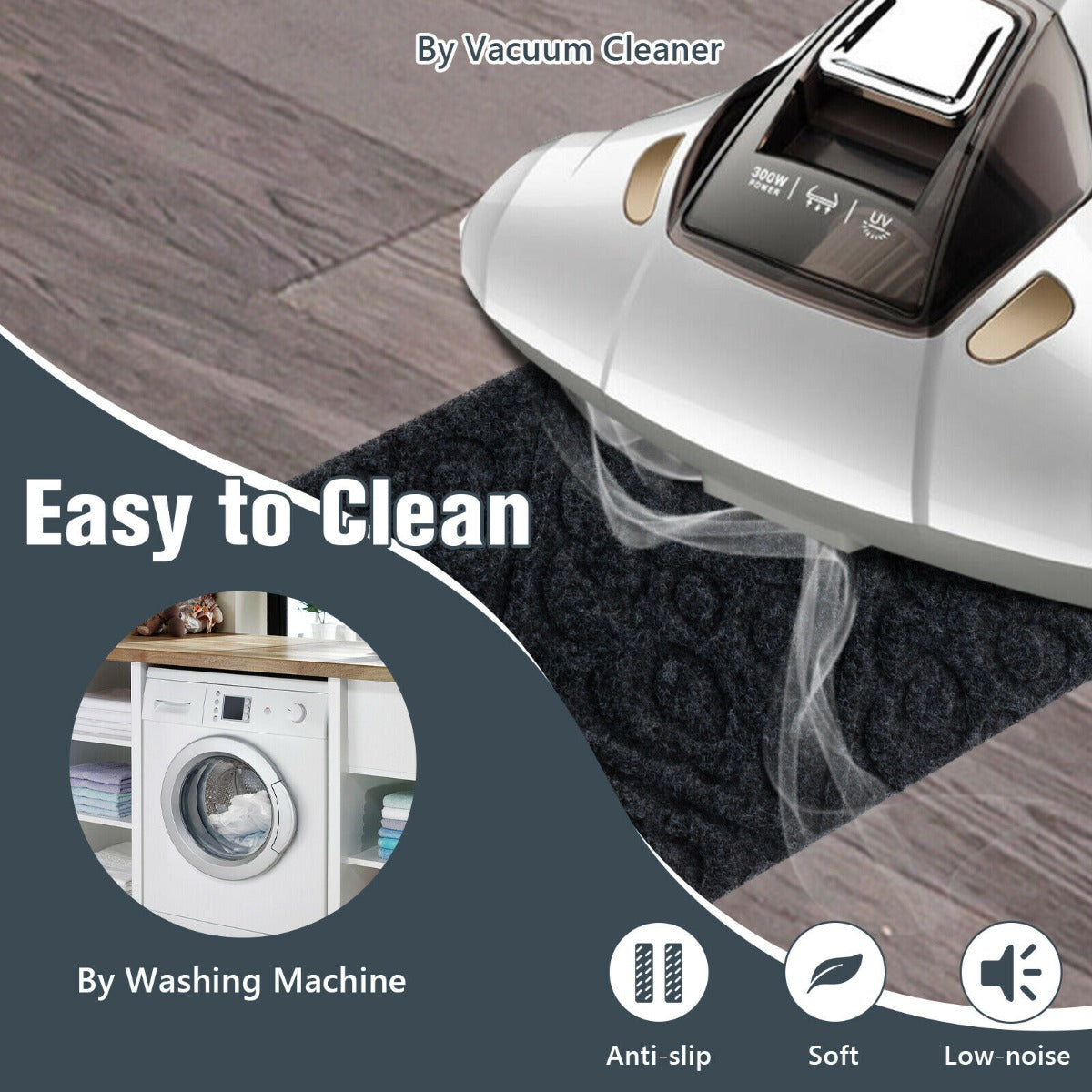 Non-Slip Stair Mats with Reusable Adhesive-Grey