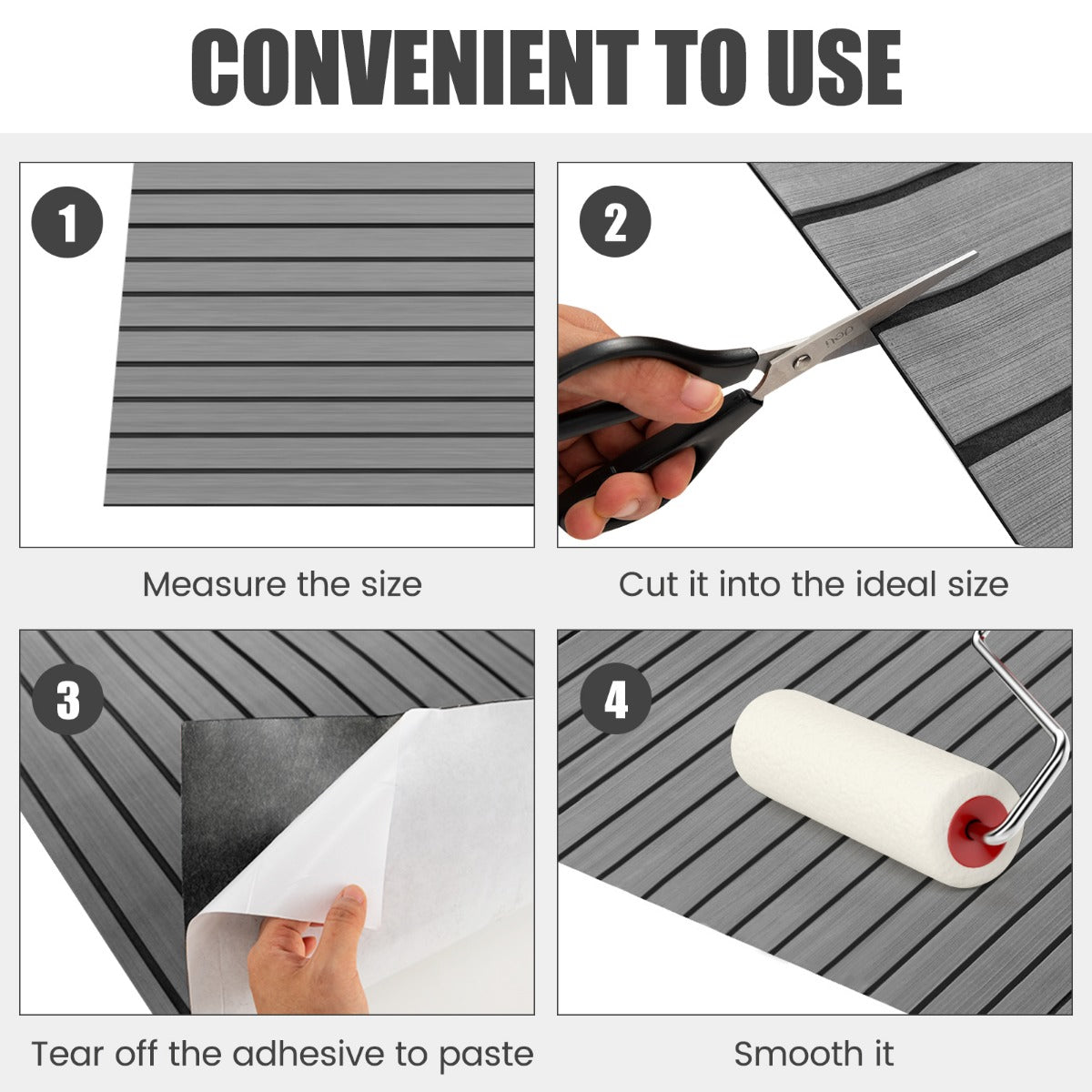 240 x 90 cm Non-Slip Marine Carpeting Mat-Grey