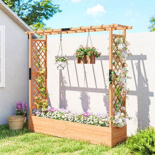 Outsunny Fir Wood 171 x 39 cm Planter and Trellis Garden Bed