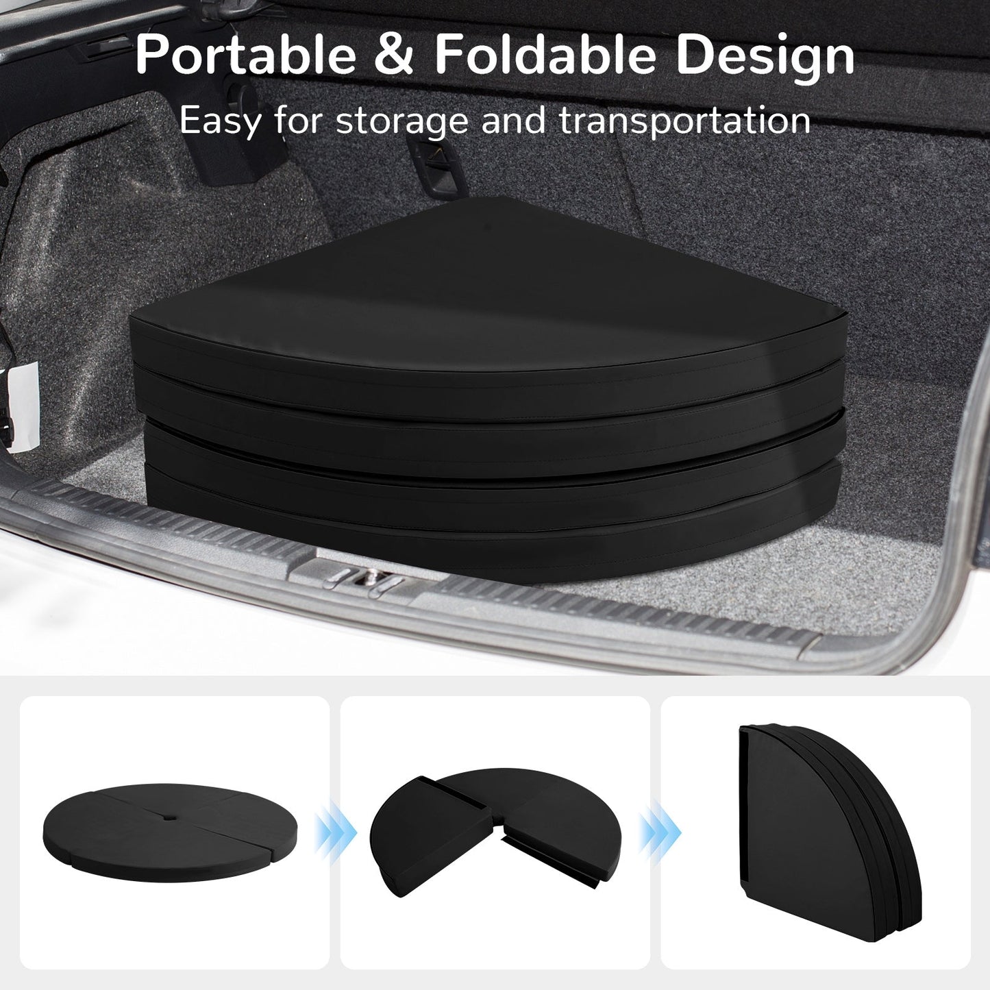 Pole Dance Crash Mat Round Portable Yoga Mat with EPE Foam-Black