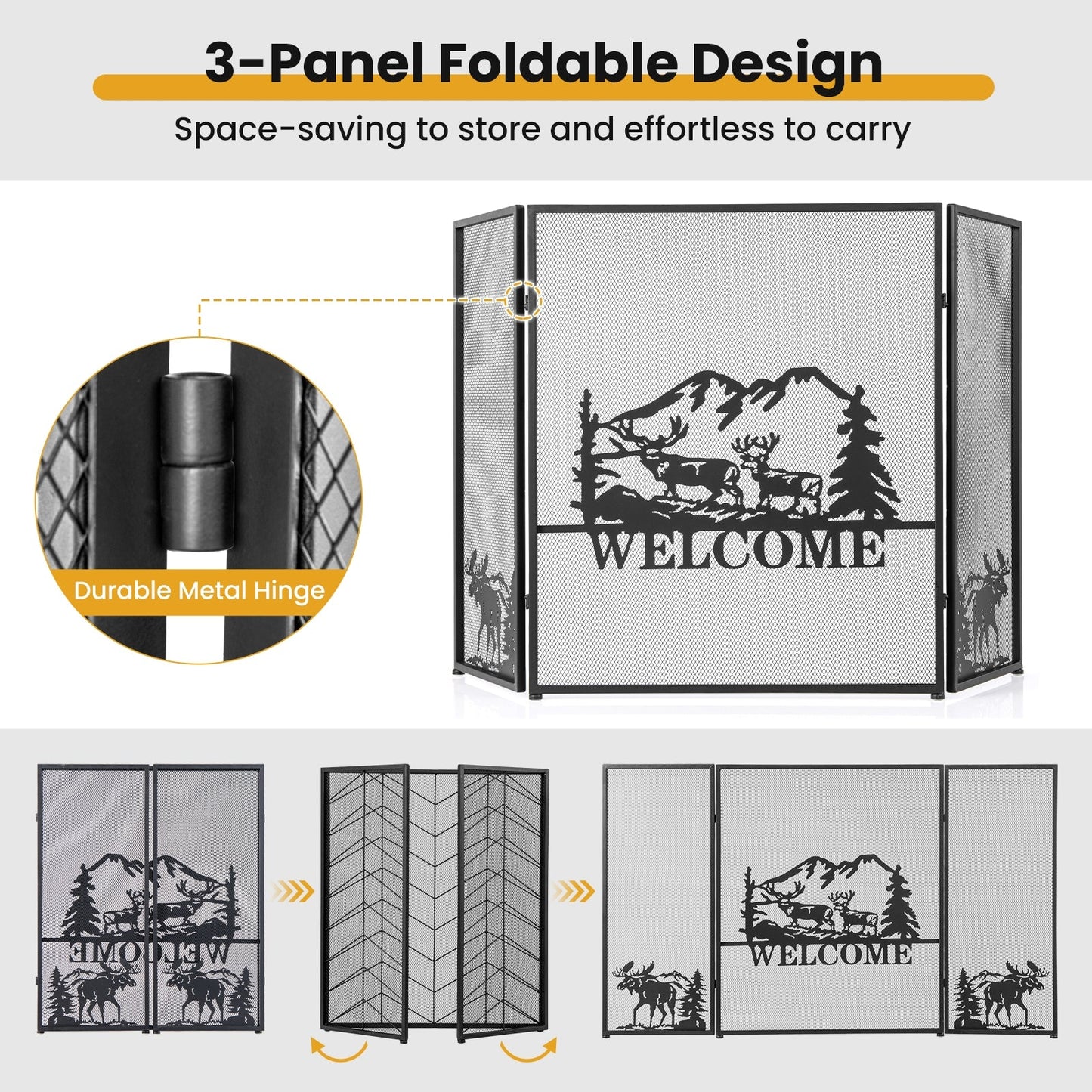 52 x 31 Inch Fireplace Screen-B