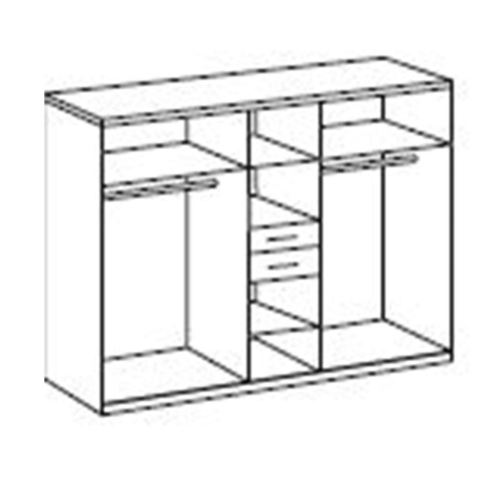 DAKAR 5 Door Wardrobe White and Graphite 225cm