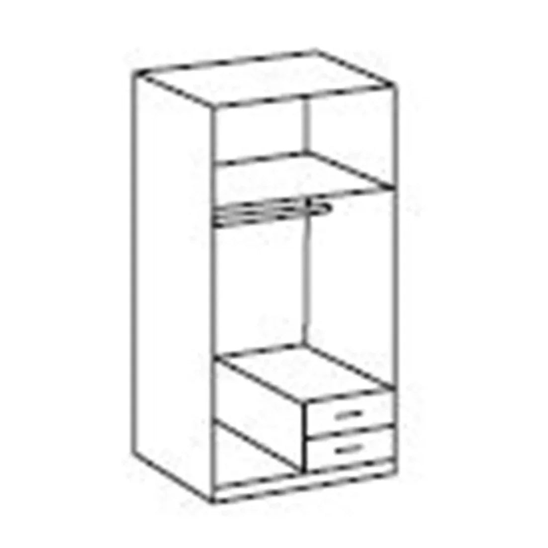 DARWIN 2 Door Wardrobe Grey 90cm