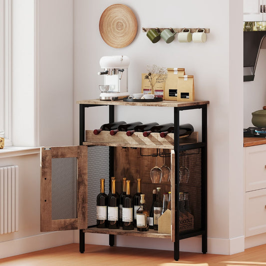 Industrial Kitchen Storage Cabinet for Dining Living Room -Oak
