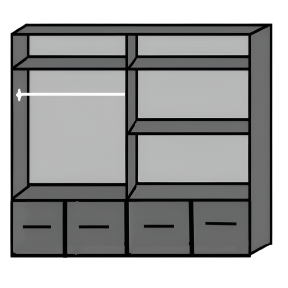 INAGU 4 Door 4 Drawer Mirrored Wardrobe White 180cm