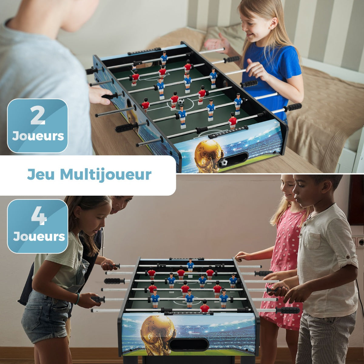 37 Inch Mini Foosball Table with Score Keeper and Removable Legs