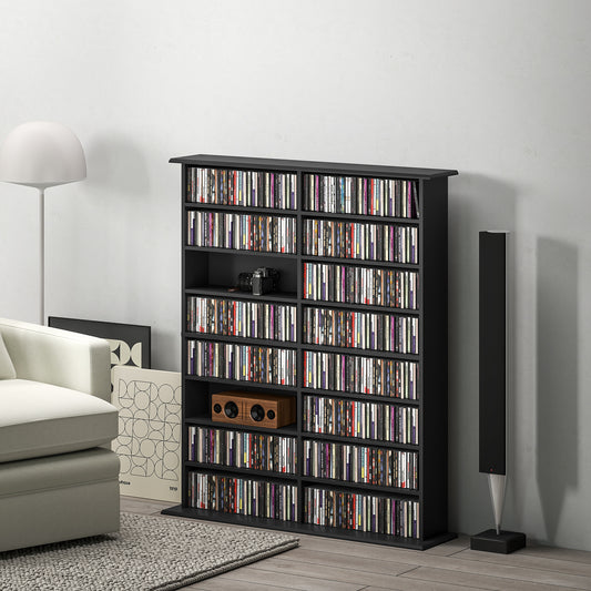HOMCOM 16-Compartment Media Shelf - Black