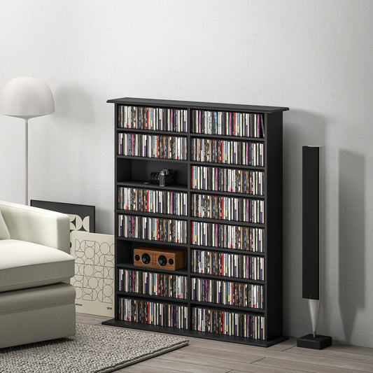 HOMCOM 16-Compartment Media Shelf - Black