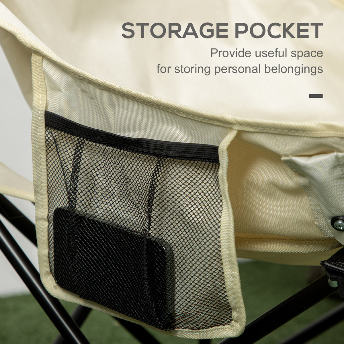 Outsunny Camping Chair, Lightweight Folding Chair with Carrying Bag and Storage Pocket, for Festivals, Fishing, Beach and Hiking, White