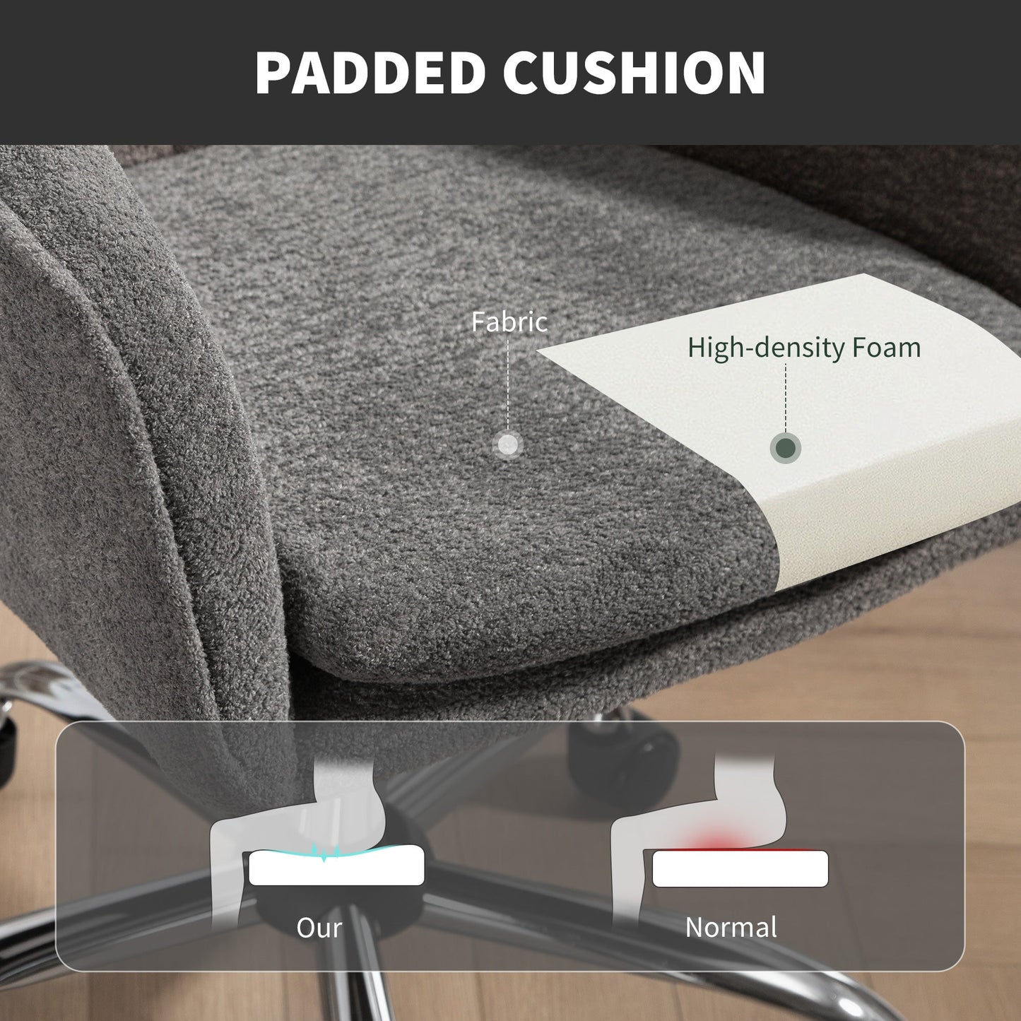 HOMCOM Velvet-Feel Office Chair - Grey