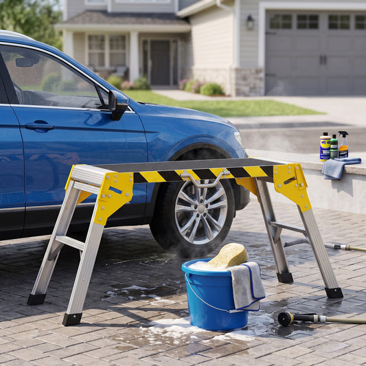 HOMCOM Work Bench, Foldable Aluminium Alloy Tool Stand with Handle, Non Slip, 150 kg, 110 x 32 x 50 cm