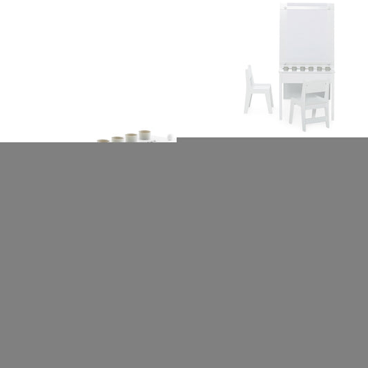 Kids Art Table and 2 Chairs Set with Paper Roll for Daycare Nursery Playroom