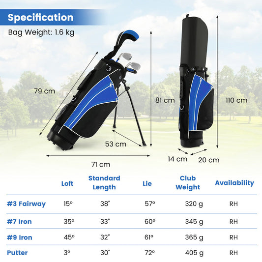 Kids Complete Golf Clubs Set for Boys and Girls Aged 11-13 Years-Blue