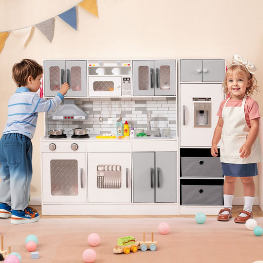 Kids Kitchen Playset with Lights and Sounds-Grey