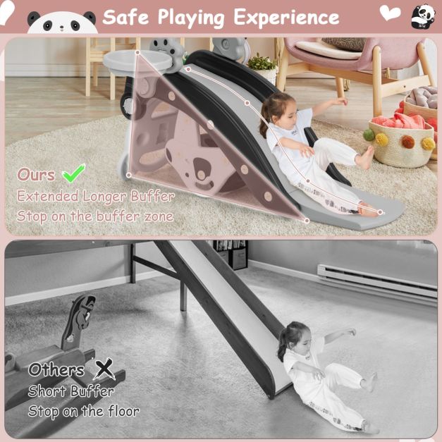 Kids Rocking Horse and Slide Set with Basketball and Ring Game