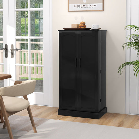 120cm Kitchen Pantry Cabinet with Doors and Adjustable Shelves-Black