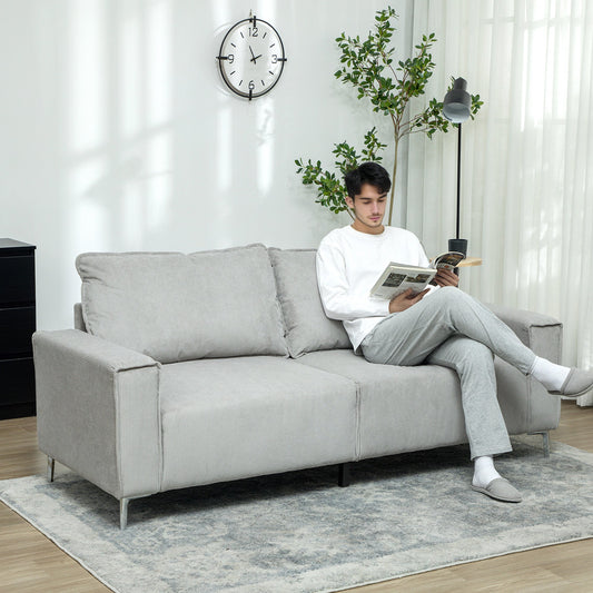 HOMCOM Three-Seater Corduroy - Light Grey