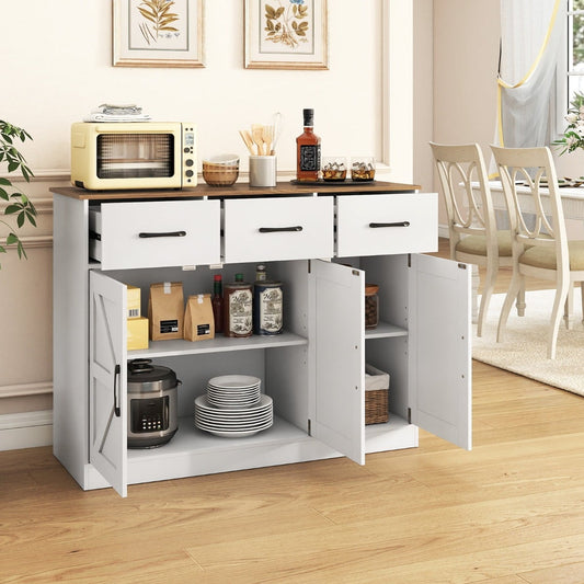 108cm Large Sideboard Storage Cabinet with Adjustable Shelves and Doors-White