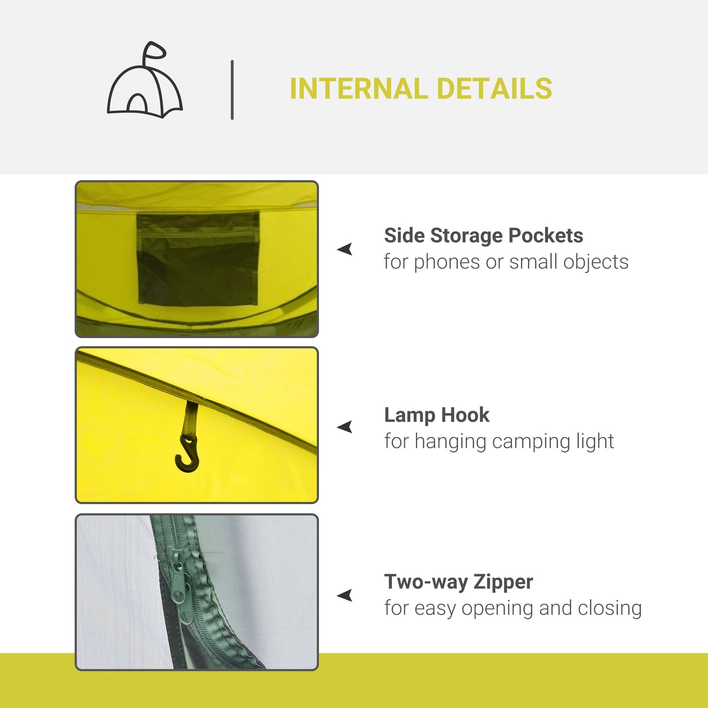 Outsunny 4 Person Pop-up Camping Tent Family Tent with Ground Sheet, 4 Windows and Portable Carry Bag for Beach Outdoor Trip, Yellow