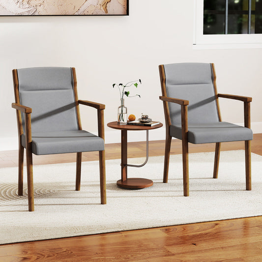 Mid-Century Modern Dining Chairs Set of 2 with High Back and Soft Cushion-Grey