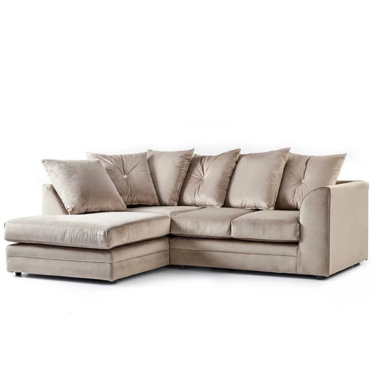 Sorretto Mink Velvet Fabric Corner Sofa - Right and Left Arm