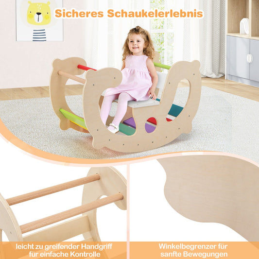 2-in-1 Rocking Horse Arch for Kids with Rocker-Natural
