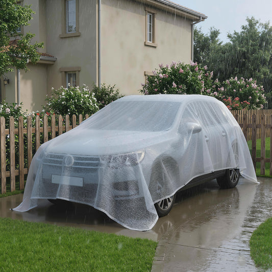 Outsunny 4 x 6m Waterproof Tarpaulin, Heavy Duty 140GSM Tear-Resistant PE Tarp with Reinforced Grommets, UV Protected Cover