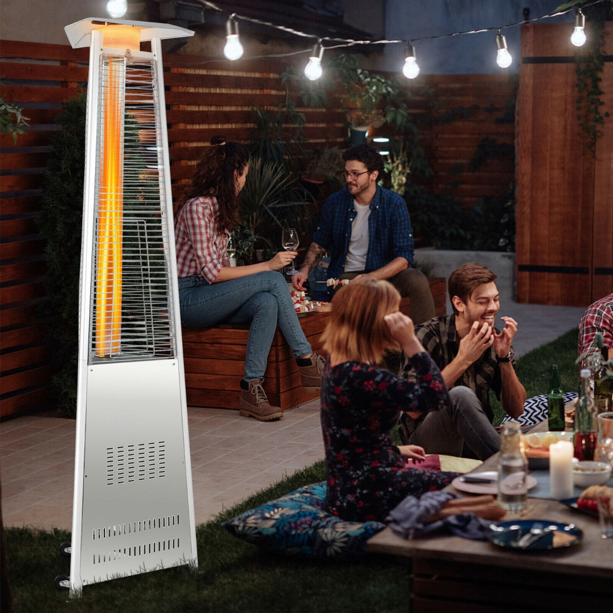 42,000 BTU Outdoor Patio Gas Heater with Wheels and Regulator