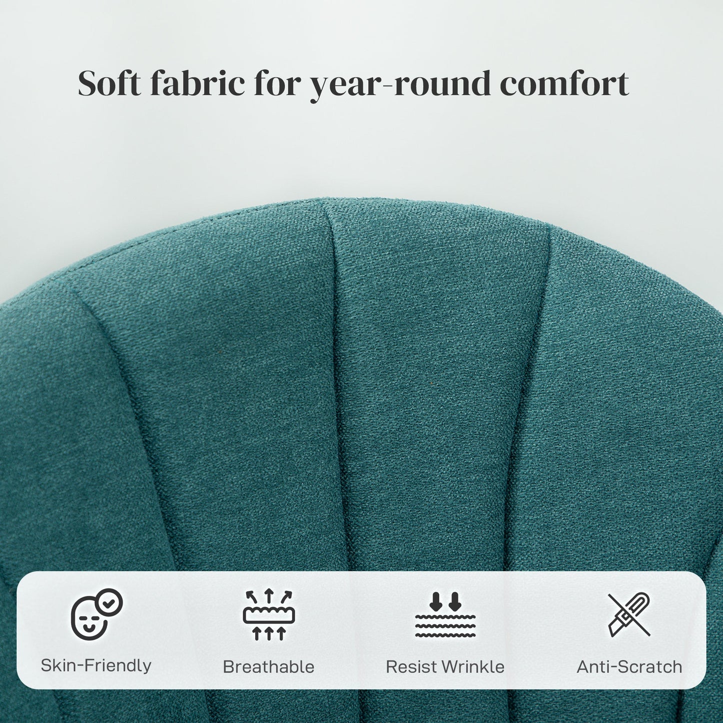 HOMCOM Dining Chairs Set of 2, Modern Upholstered Kitchen Chairs with Metal Legs, Shell Backrest and Padded Seat for Dining Room, Bedroom, Living Room, Vanity, Green