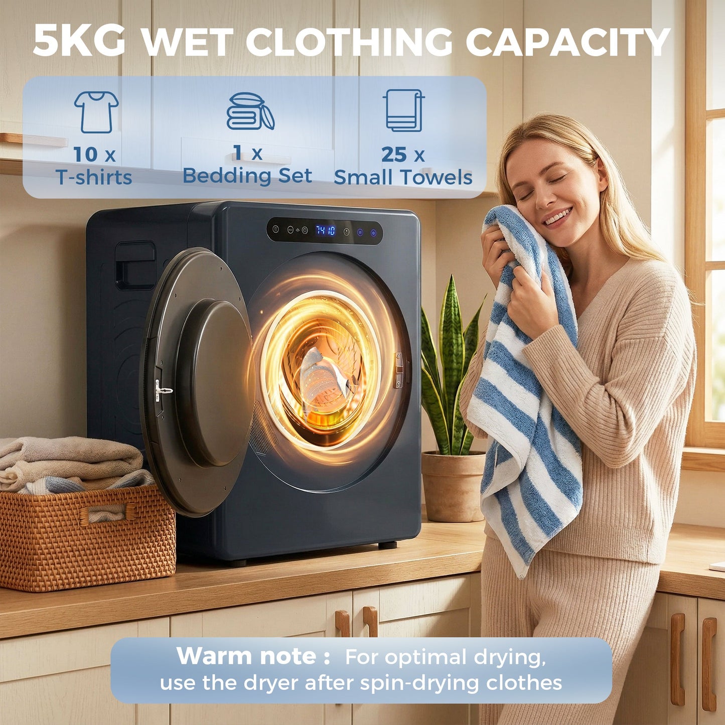 HOMCOM 5kg Compact 40-60â Tumble Dryer Blue